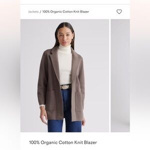 Quince Organic Cotton Knit Blazer Heather Brown size medium